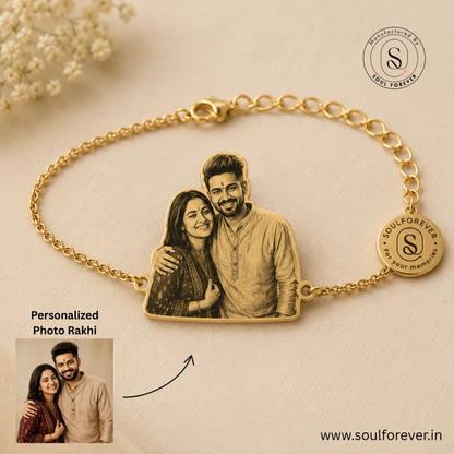 Personalized Photo Engraved Rakhi Bracelet