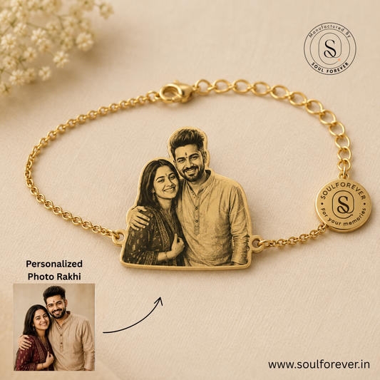 Personalized Photo Engraved Rakhi Bracelet