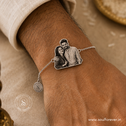 Personalized Photo Engraved Rakhi Bracelet
