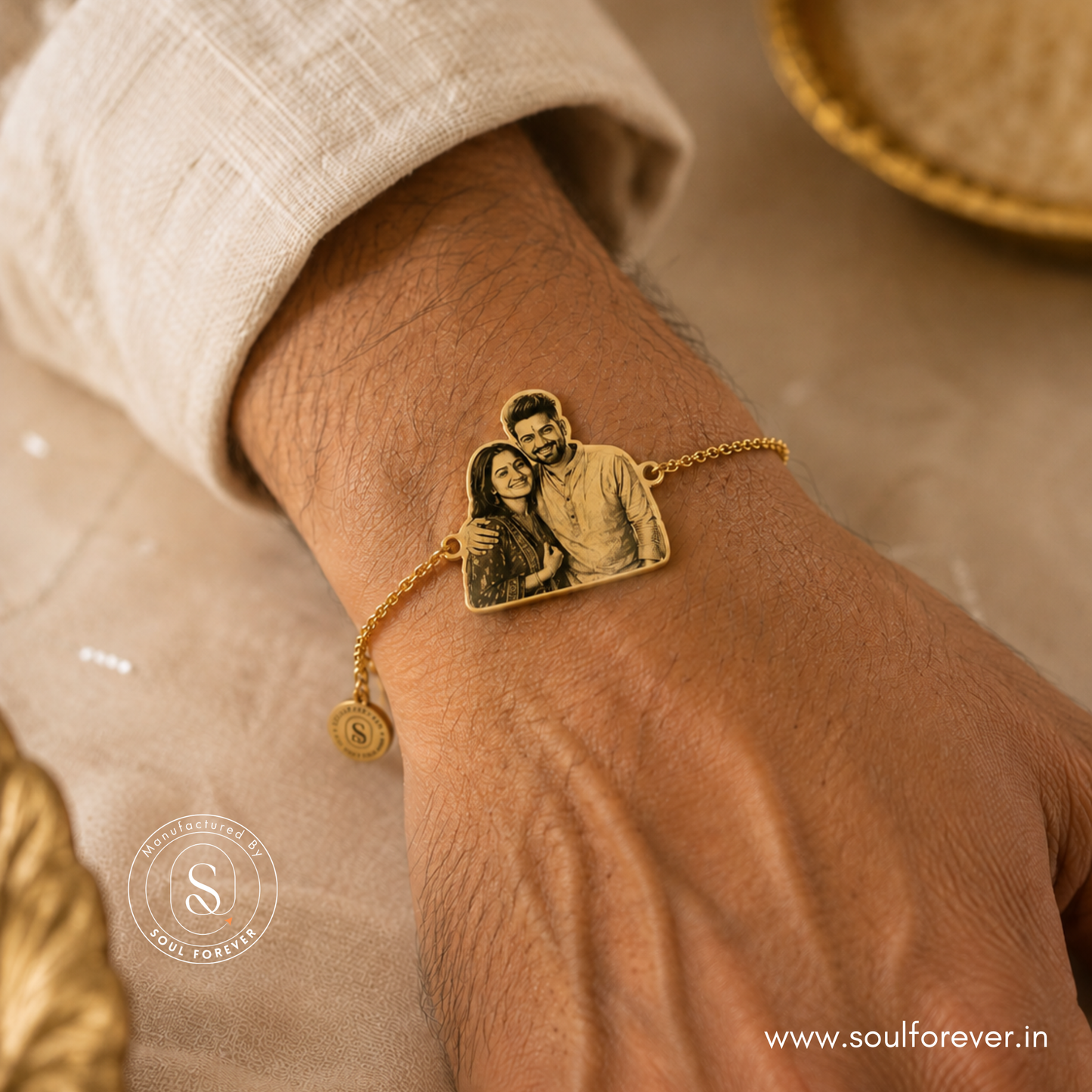 Personalized Photo Engraved Rakhi Bracelet
