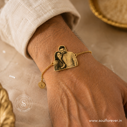 Personalized Photo Engraved Rakhi Bracelet