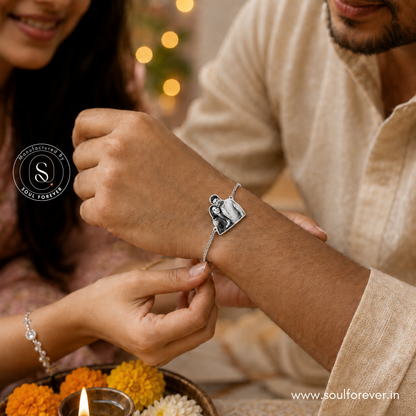 Personalized Photo Engraved Rakhi Bracelet