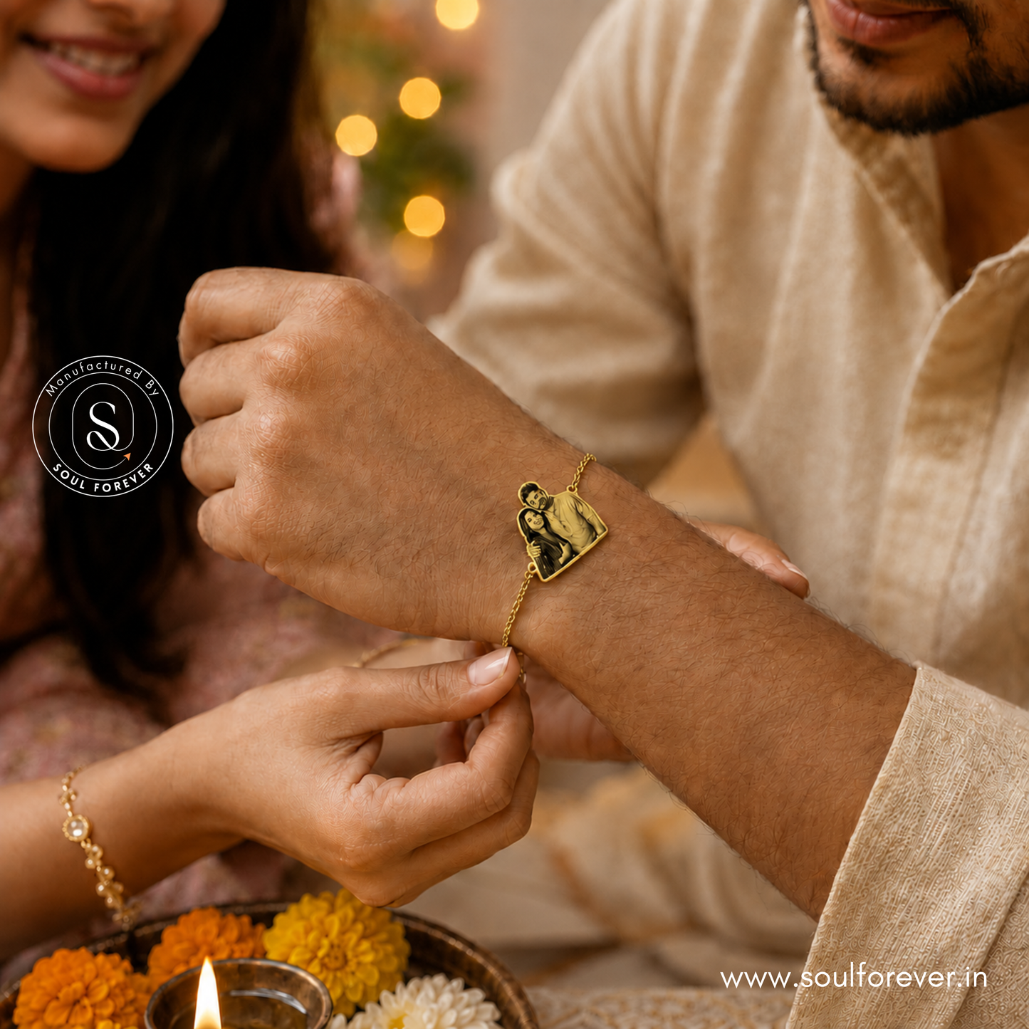 Personalized Photo Engraved Rakhi Bracelet