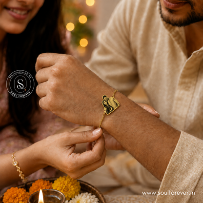 Personalized Photo Engraved Rakhi Bracelet