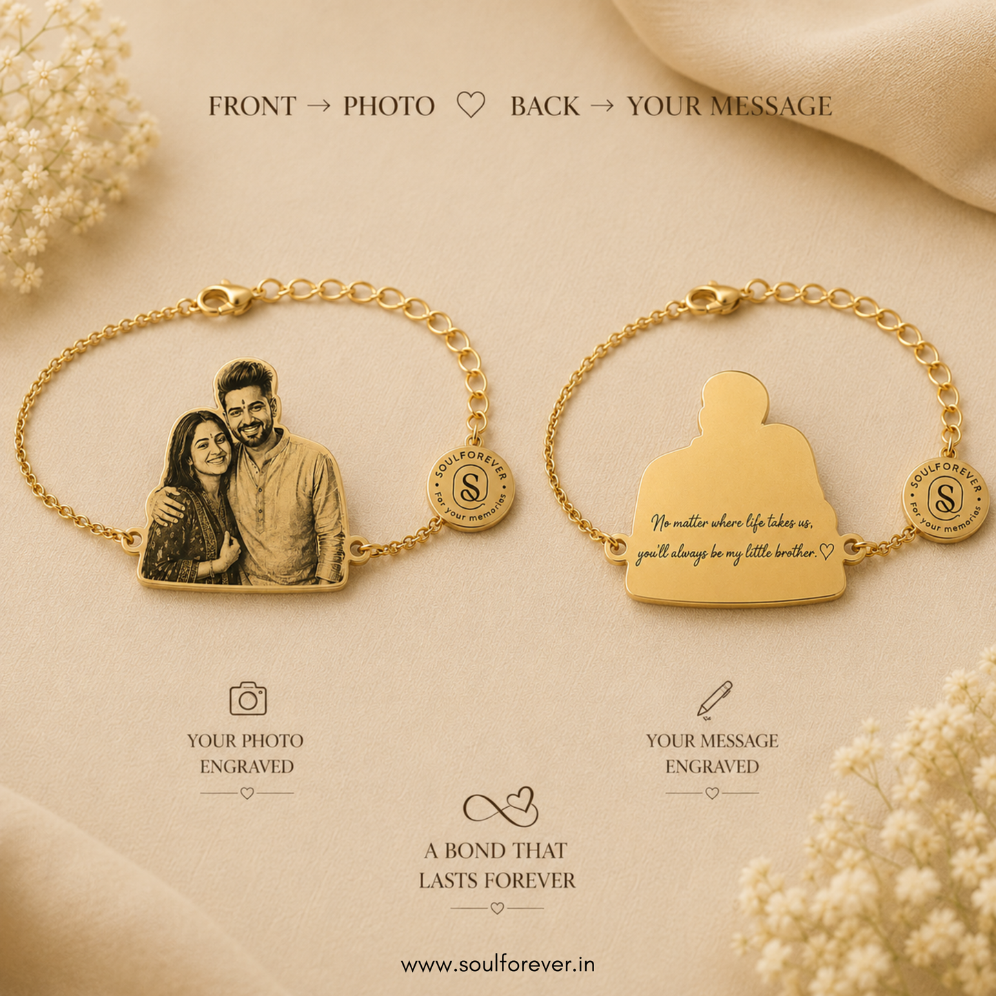 Personalized Photo Engraved Rakhi Bracelet