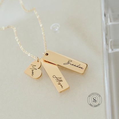 Personalised Name Necklace with Date & Heart Charm